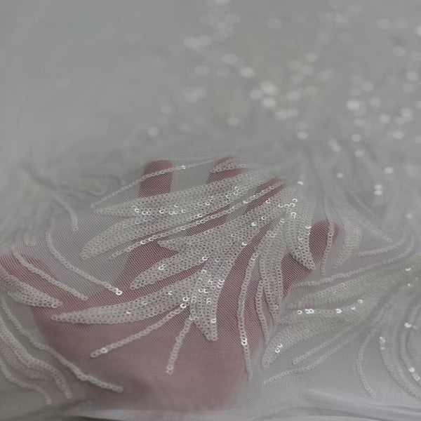 Ariba Floral Leaf Stretch Sequins Fabric - Prismatic Fiber Arts