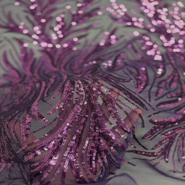 Ariba Floral Leaf Stretch Sequins Fabric - Prismatic Fiber Arts