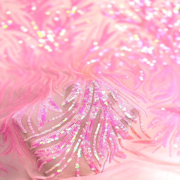 Ariba Floral Leaf Stretch Sequins Fabric - Prismatic Fiber Arts