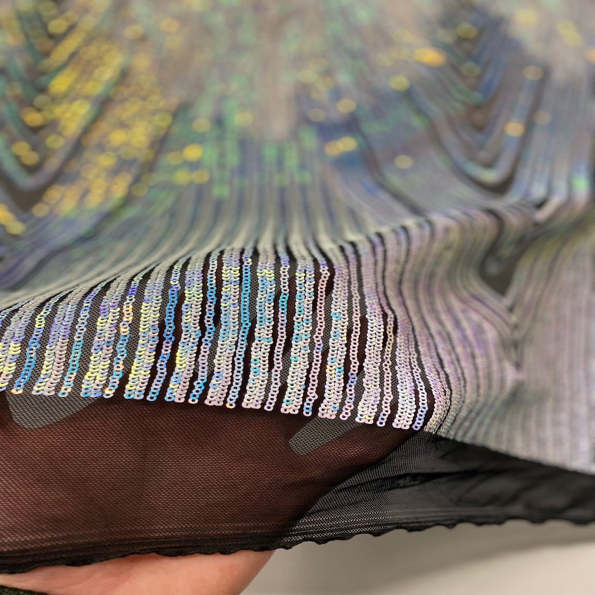 Flamingo Fringe Embroidered Stretch Sequin Fabric - Prismatic Fiber Arts