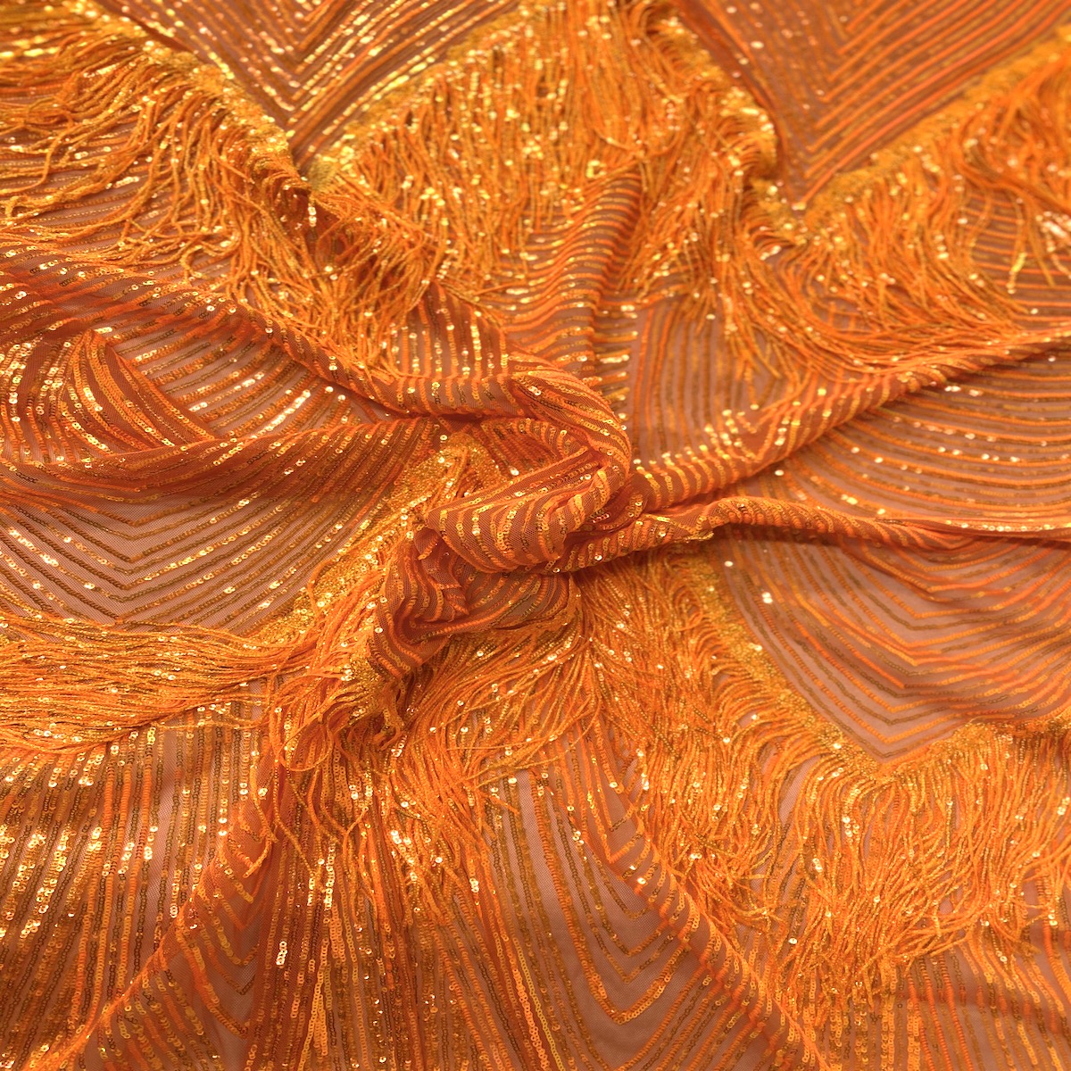 Flamingo Fringe Embroidered Stretch Sequin Fabric - Prismatic Fiber Arts