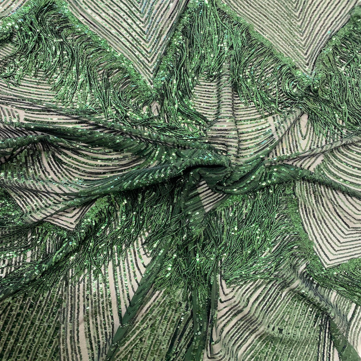 Flamingo Fringe Embroidered Stretch Sequin Fabric - Prismatic Fiber Arts