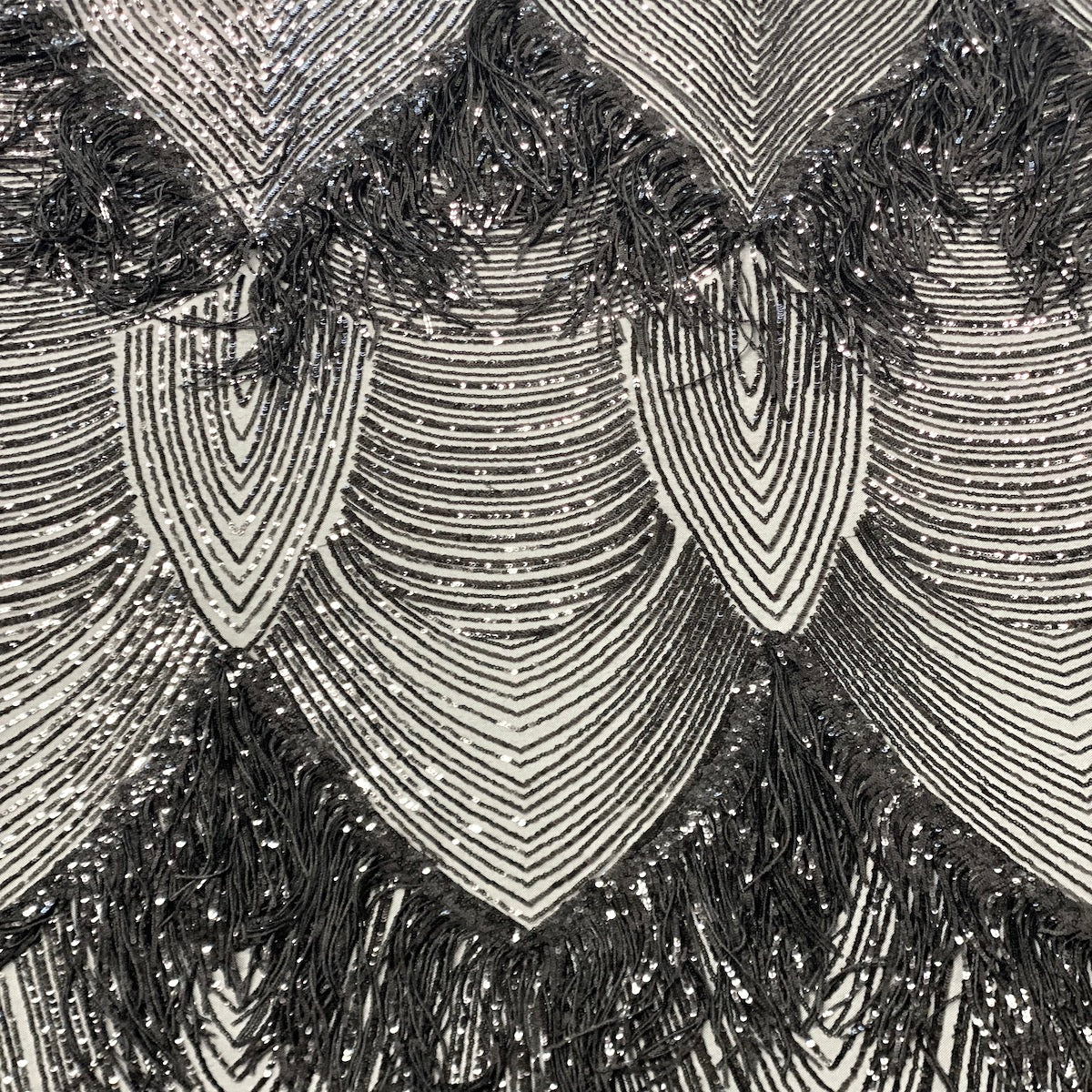 Flamingo Fringe Embroidered Stretch Sequin Fabric - Prismatic Fiber Arts