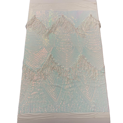 Flamingo Fringe Embroidered Stretch Sequin Fabric - Prismatic Fiber Arts