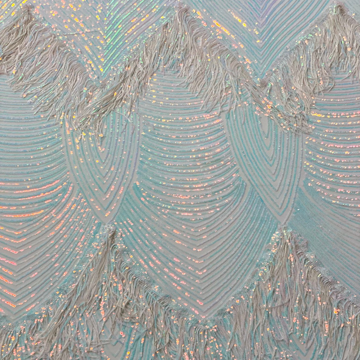 Flamingo Fringe Embroidered Stretch Sequin Fabric - Prismatic Fiber Arts
