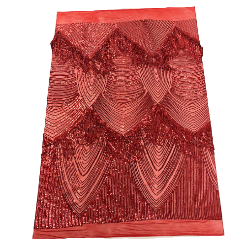 Flamingo Fringe Embroidered Stretch Sequin Fabric - Prismatic Fiber Arts