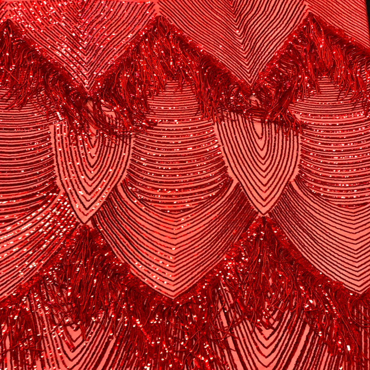 Flamingo Fringe Embroidered Stretch Sequin Fabric - Prismatic Fiber Arts