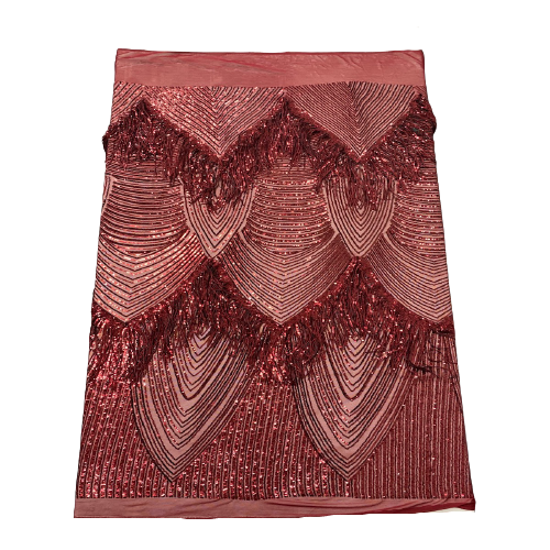 Flamingo Fringe Embroidered Stretch Sequin Fabric - Prismatic Fiber Arts