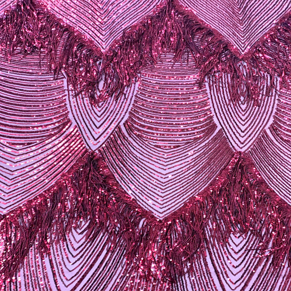 Flamingo Fringe Embroidered Stretch Sequin Fabric - Prismatic Fiber Arts