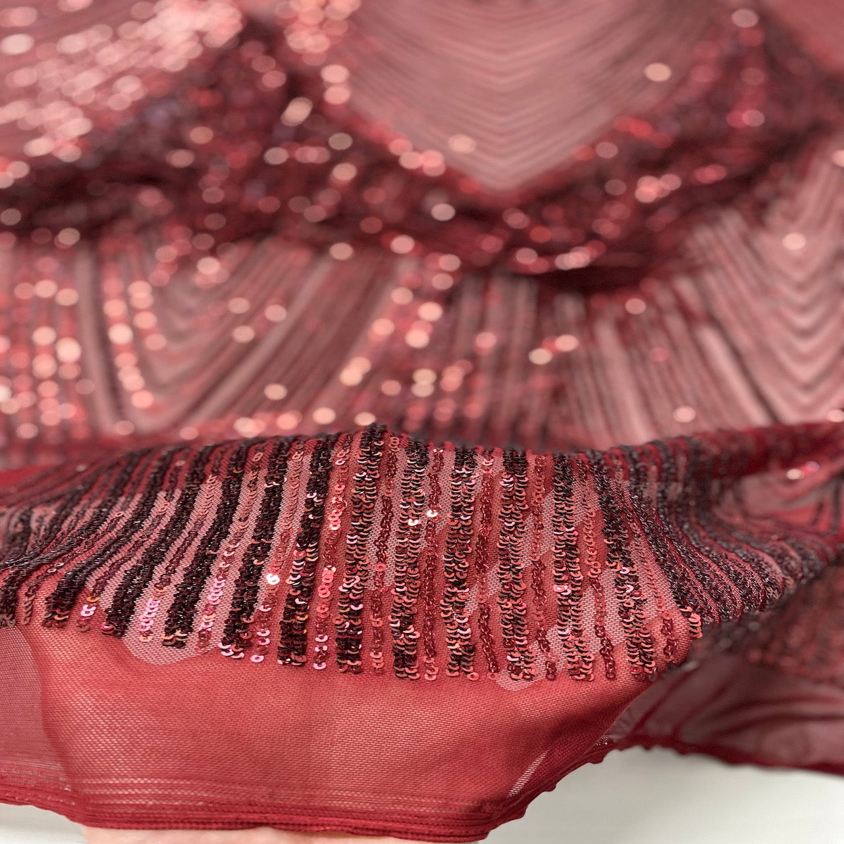 Flamingo Fringe Embroidered Stretch Sequin Fabric - Prismatic Fiber Arts