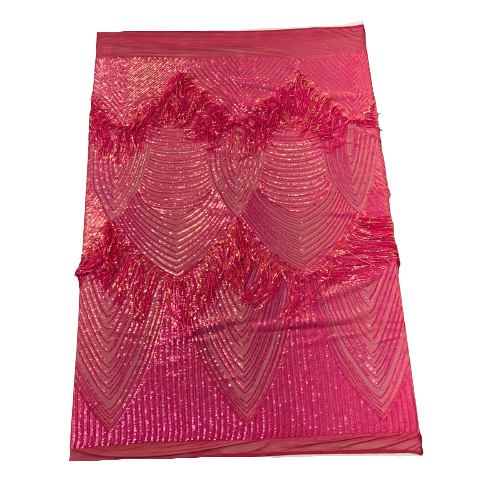 Flamingo Fringe Embroidered Stretch Sequin Fabric - Prismatic Fiber Arts