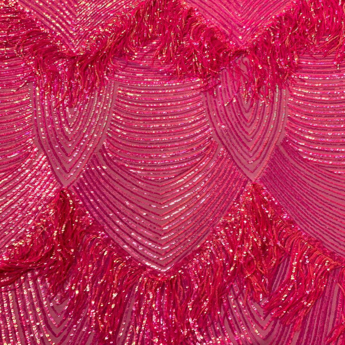 Flamingo Fringe Embroidered Stretch Sequin Fabric - Prismatic Fiber Arts