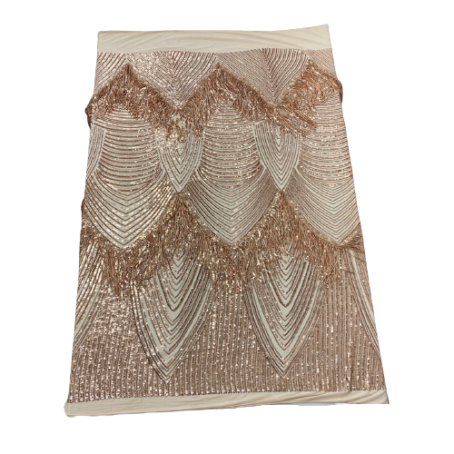 Flamingo Fringe Embroidered Stretch Sequin Fabric - Prismatic Fiber Arts