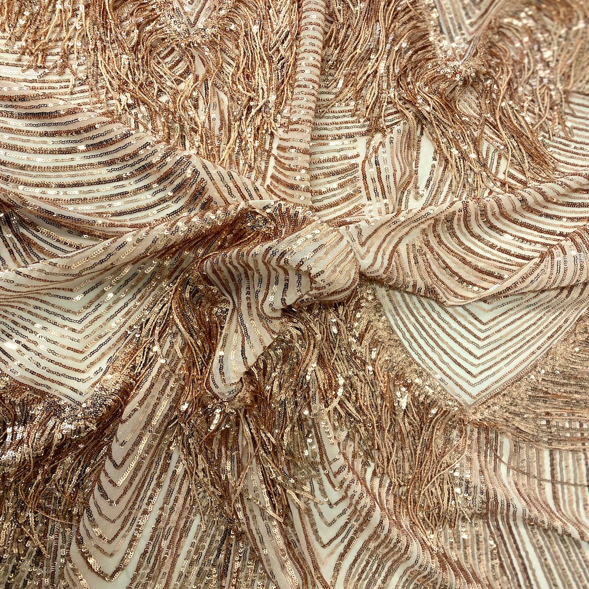 Flamingo Fringe Embroidered Stretch Sequin Fabric - Prismatic Fiber Arts
