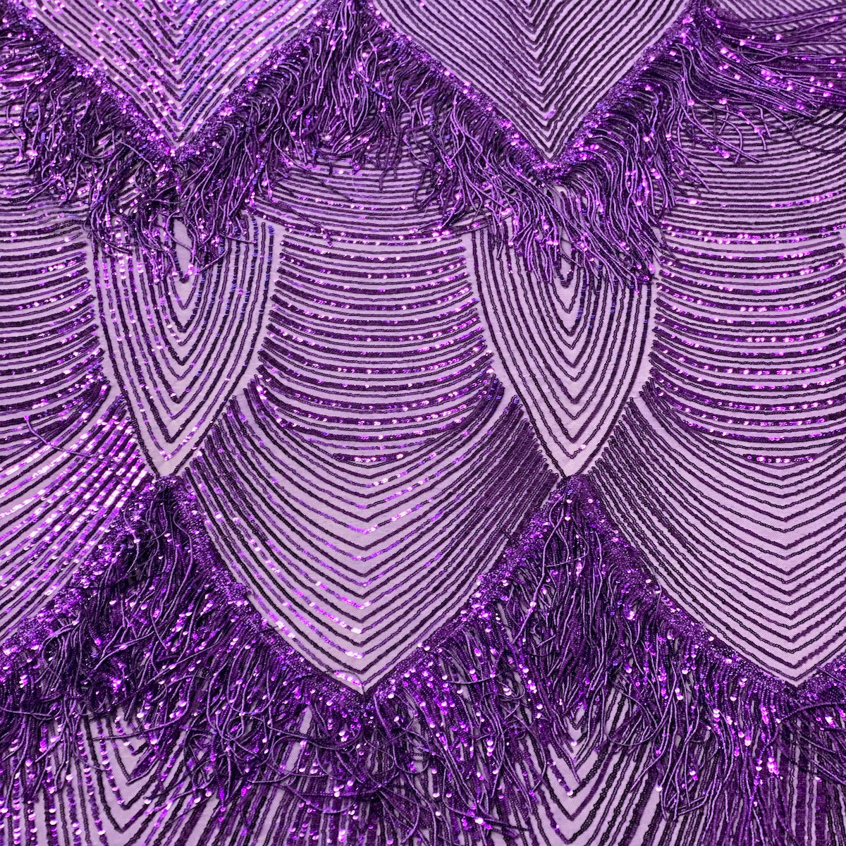 Flamingo Fringe Embroidered Stretch Sequin Fabric - Prismatic Fiber Arts