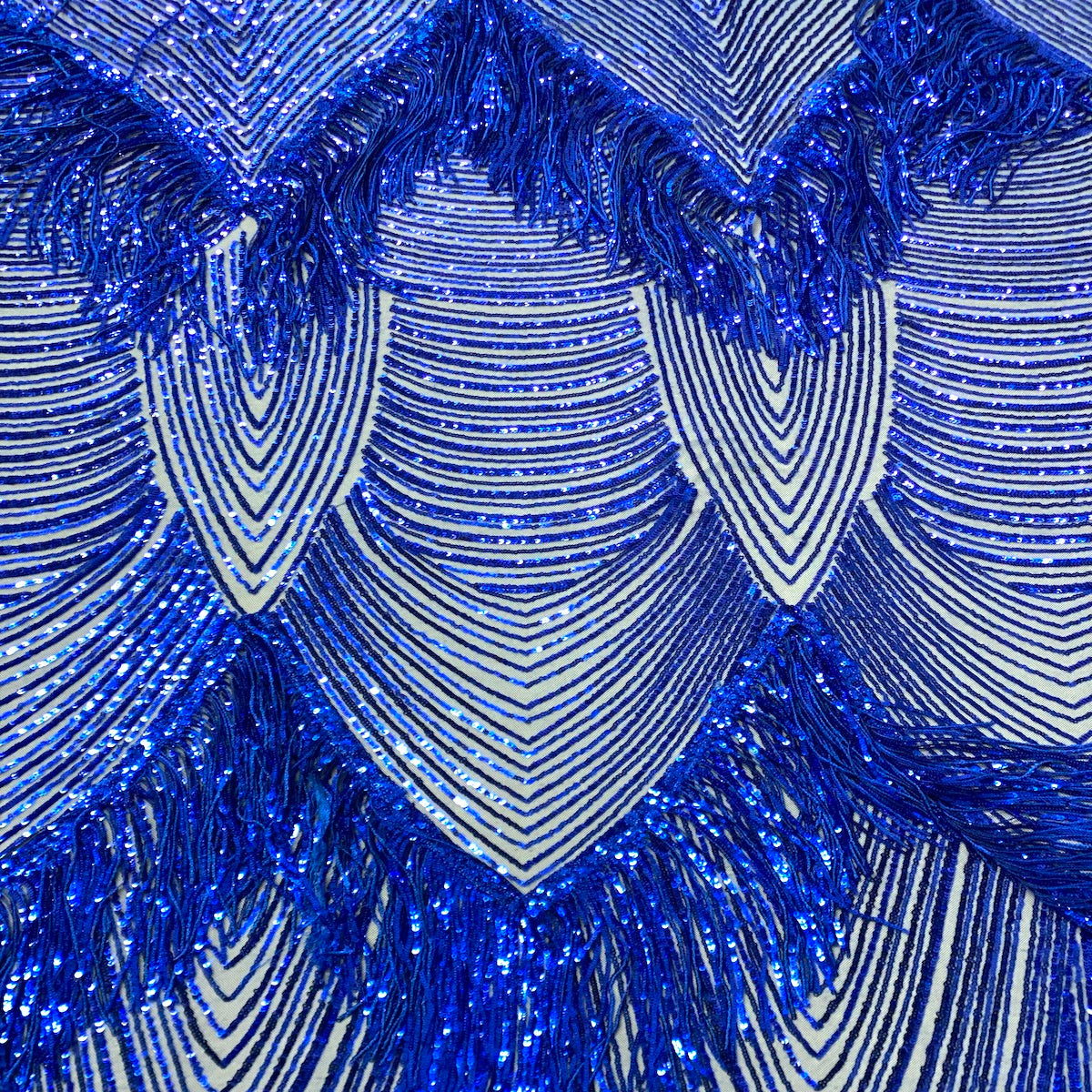 Flamingo Fringe Embroidered Stretch Sequin Fabric - Prismatic Fiber Arts