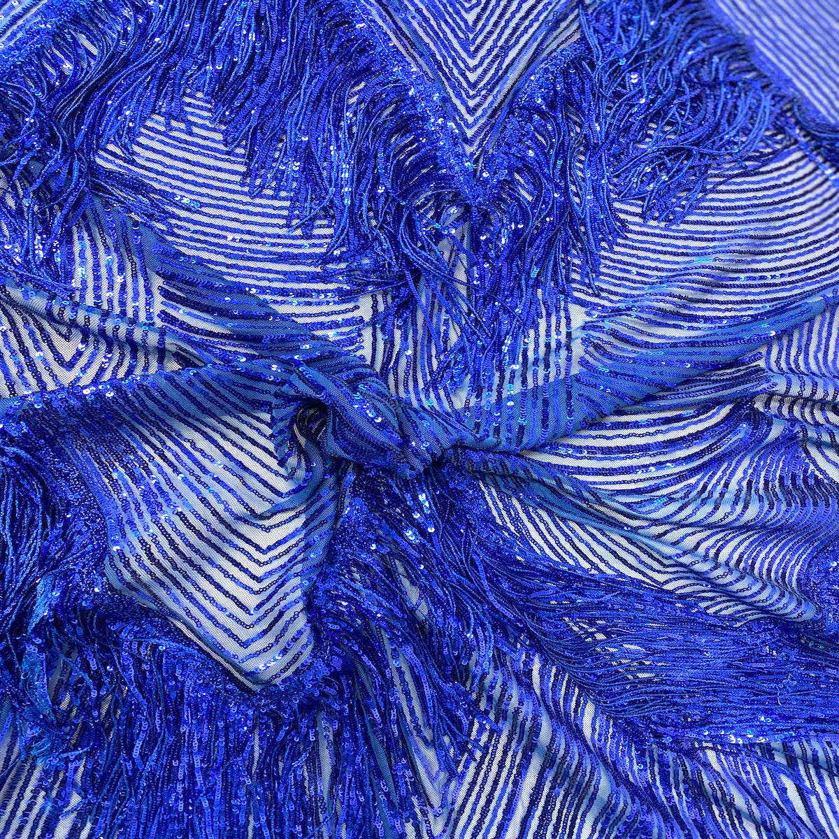 Flamingo Fringe Embroidered Stretch Sequin Fabric - Prismatic Fiber Arts