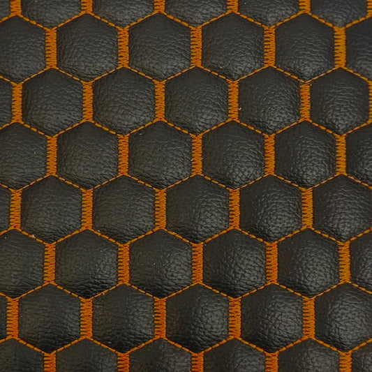 Honeycomb Hexagon Quilted Foam Backed Faux Leather Vinyl Fabric