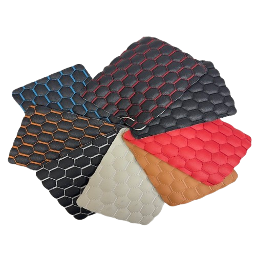 Honeycomb Hexagon Quilted Foam Backed Faux Leather Vinyl Fabric - Prismatic Fiber Arts