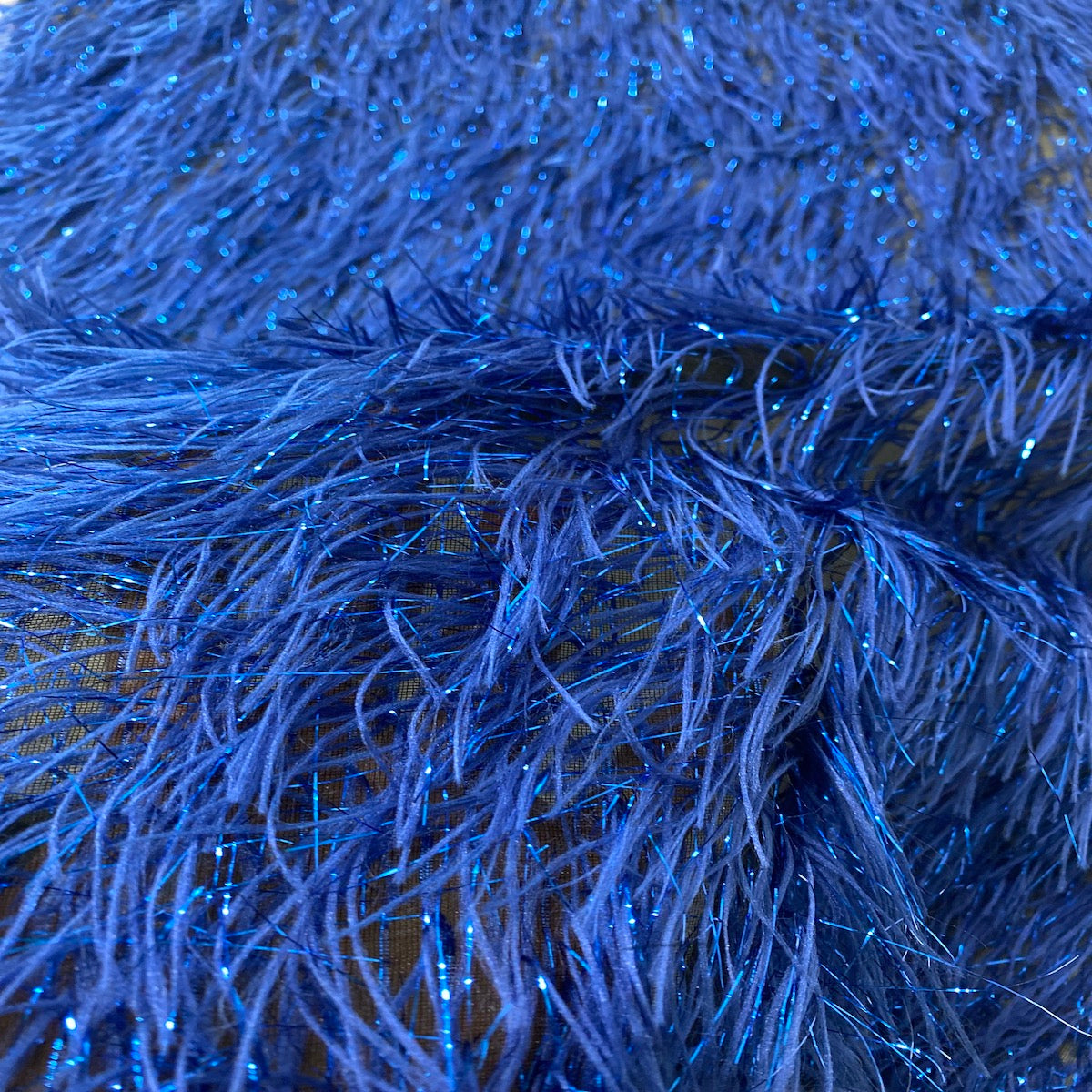 Metallic Faux Fur Tinsel Ostrich Feather Fabric - Prismatic Fiber Arts