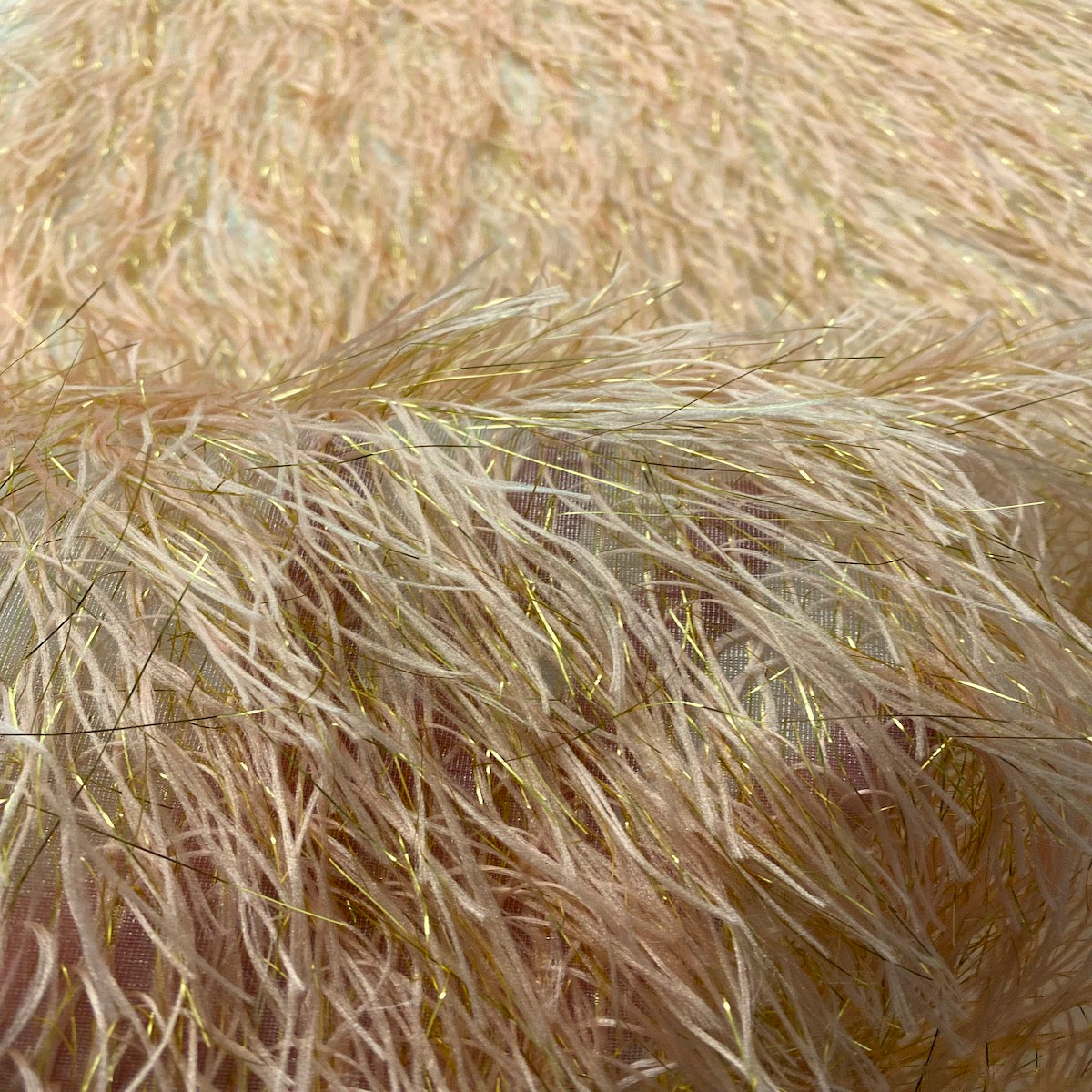 Metallic Faux Fur Tinsel Ostrich Feather Fabric - Prismatic Fiber Arts