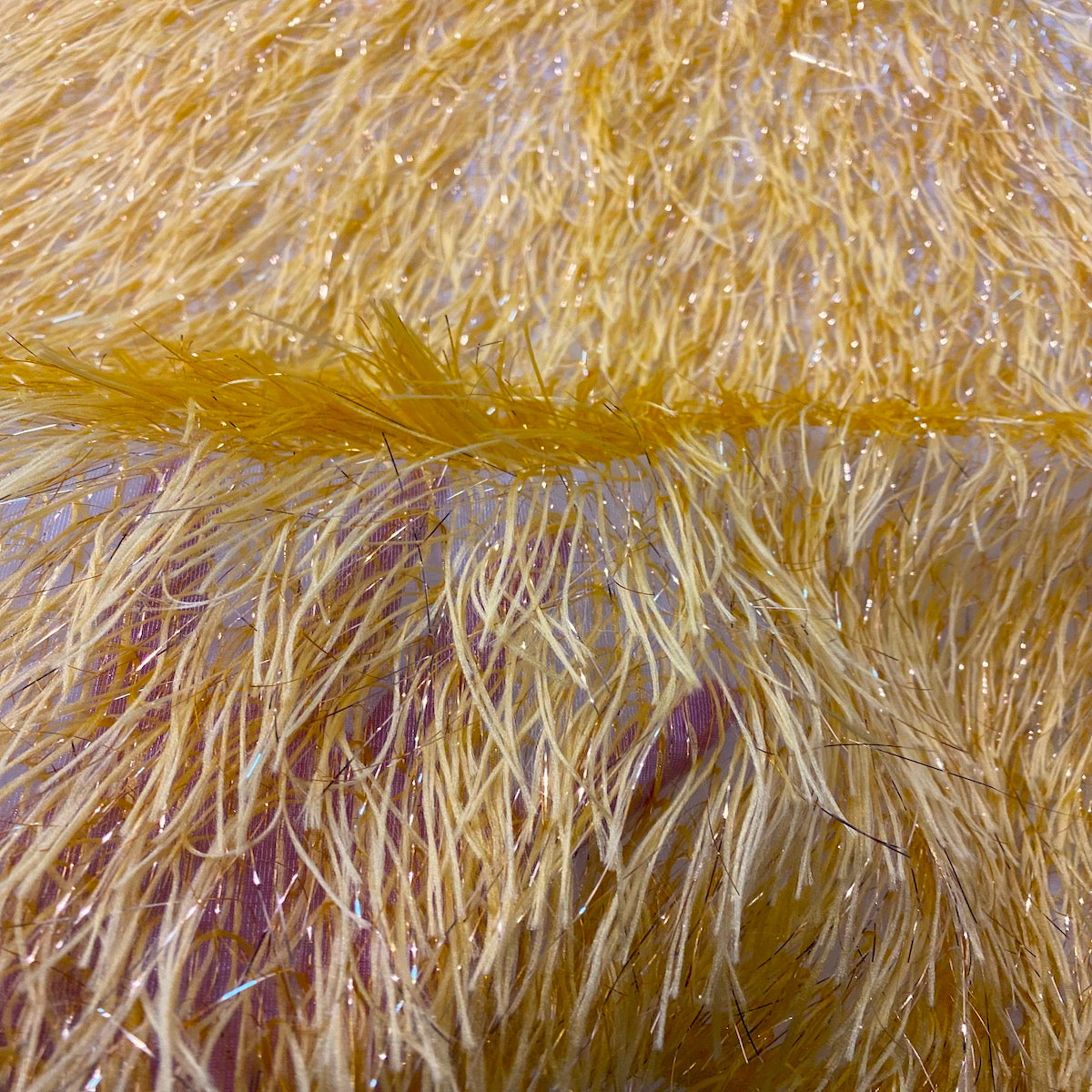 Metallic Faux Fur Tinsel Ostrich Feather Fabric - Prismatic Fiber Arts