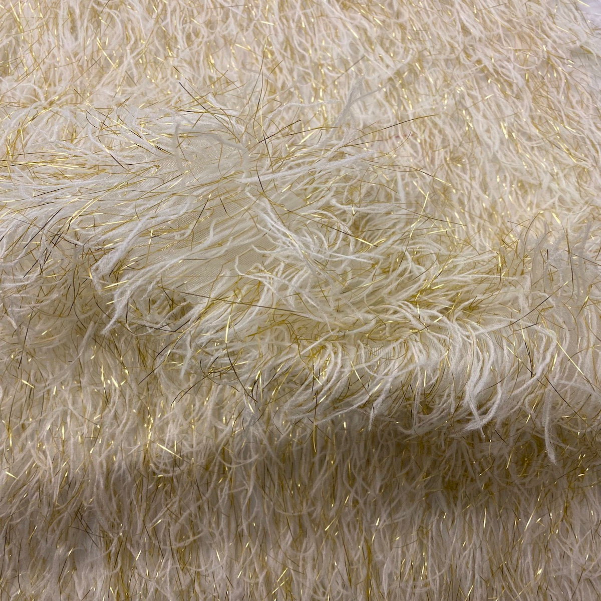 Metallic Faux Fur Tinsel Ostrich Feather Fabric - Prismatic Fiber Arts