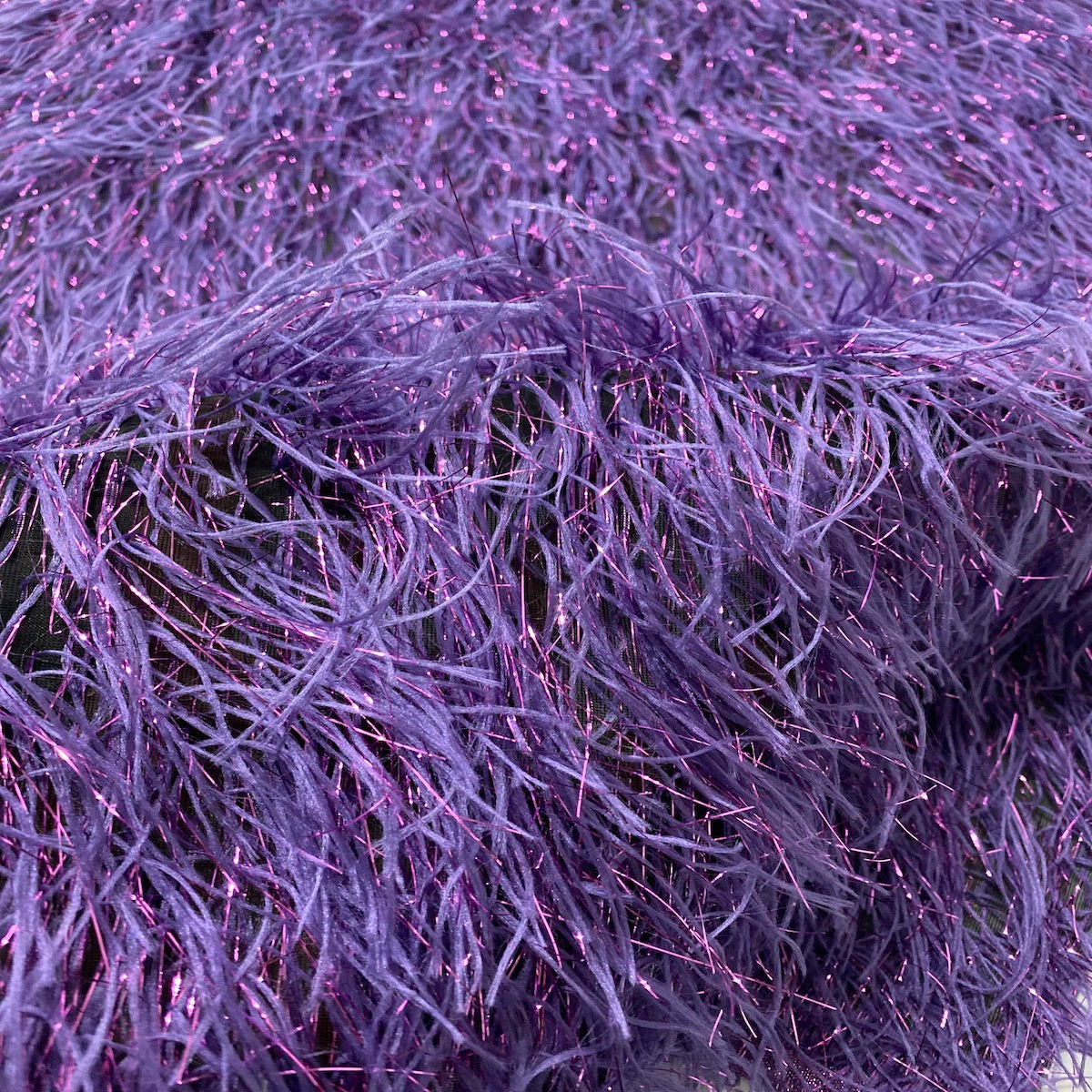 Metallic Faux Fur Tinsel Ostrich Feather Fabric - Prismatic Fiber Arts
