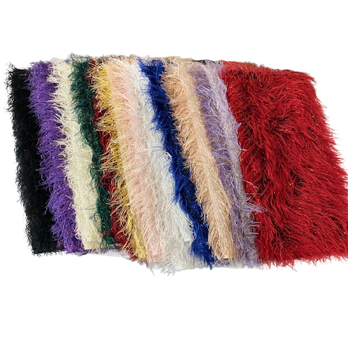 Metallic Faux Fur Tinsel Ostrich Feather Fabric - Prismatic Fiber Arts