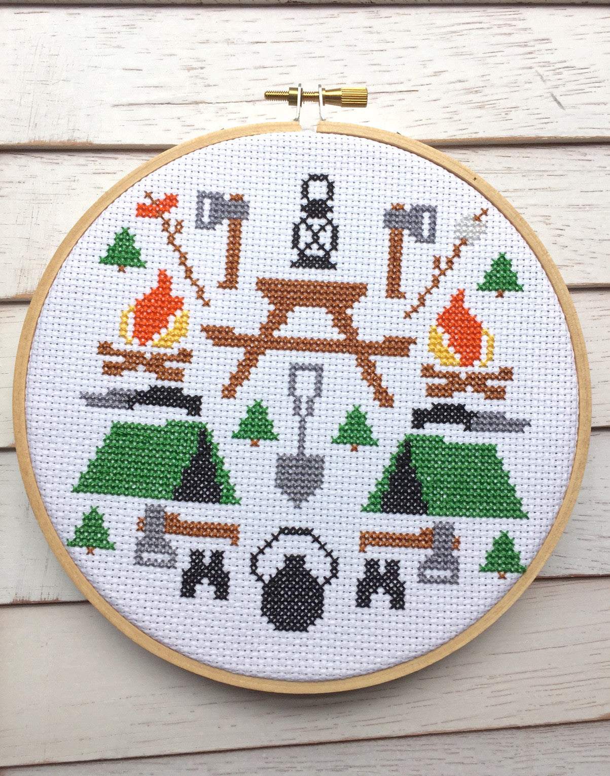 Camping Counted Cross Stitch DIY KIT Intermediate - Prismatic Fiber Arts