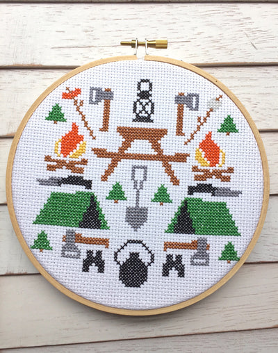 Camping Counted Cross Stitch DIY KIT Intermediate - Prismatic Fiber Arts