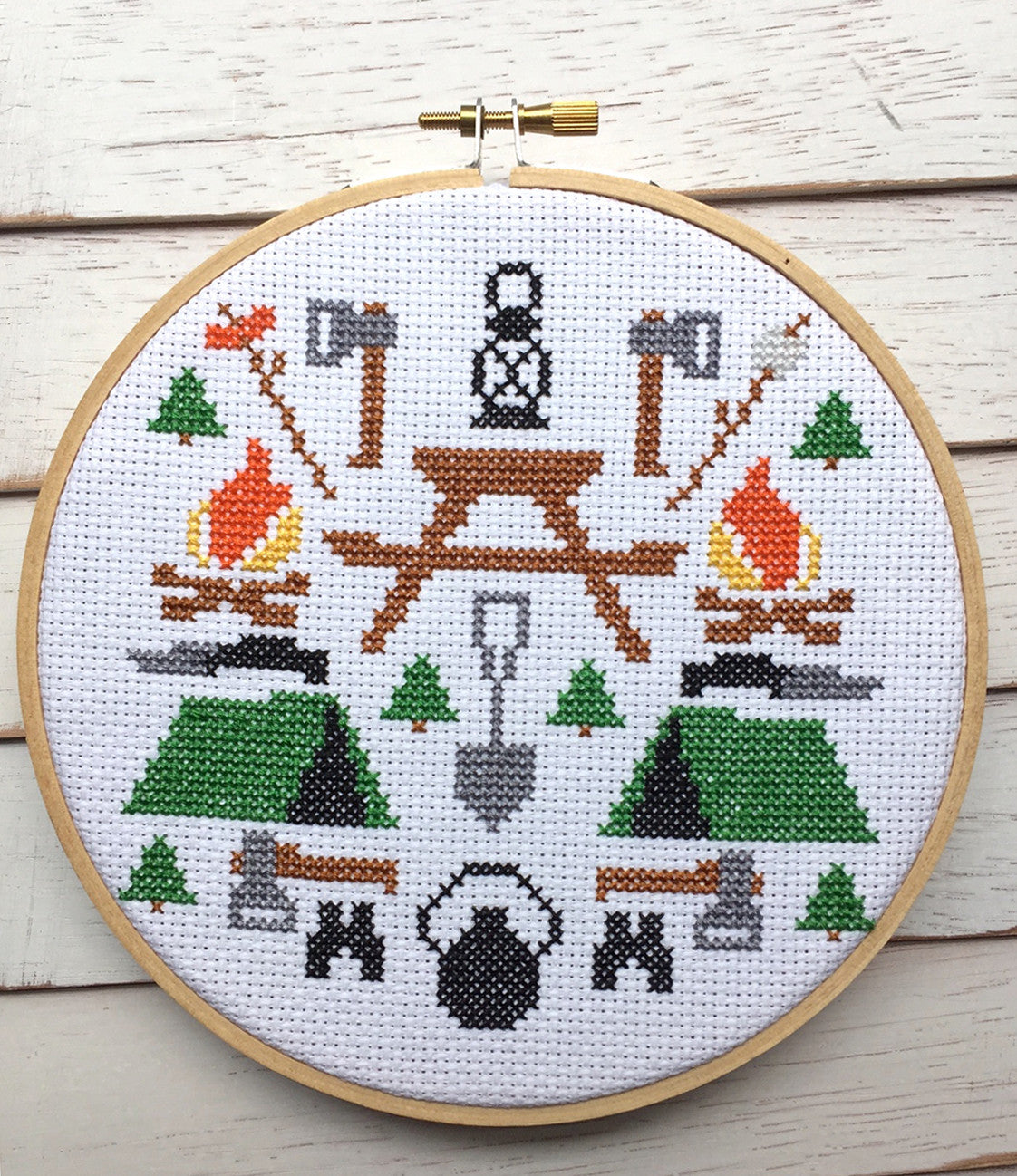 Camping Counted Cross Stitch DIY KIT Intermediate - Prismatic Fiber Arts