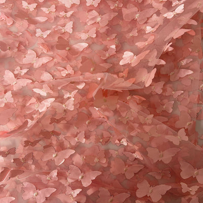 3D Butterfly Embroidered Satin Lace Fabric - Prismatic Fiber Arts