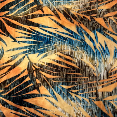 Palm Tree Floral Burnout Stretch Velvet Spandex Fabric - Prismatic Fiber Arts