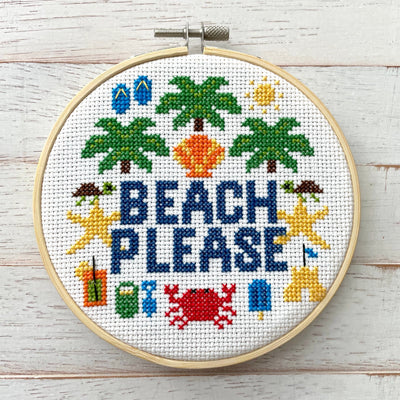 Beach Please Counted Cross Stitch Kit - Prismatic Fiber Arts