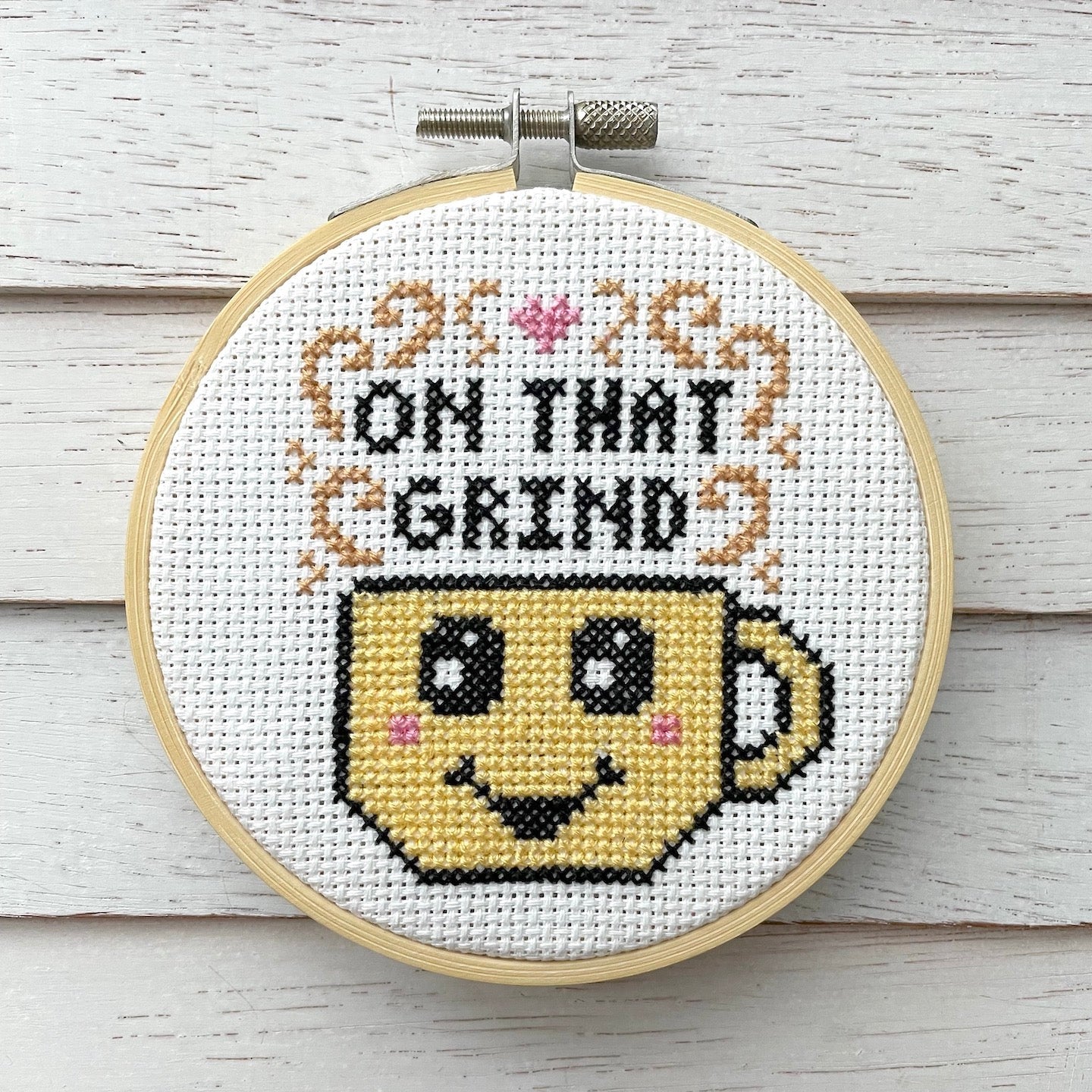 On That Grind Coffee Cross Stitch Kit - Prismatic Fiber Arts
