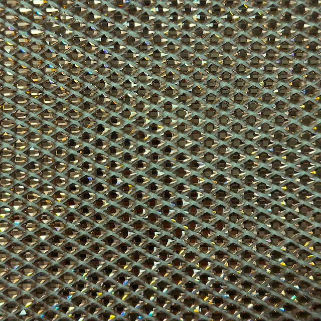 Serene Iridescent Rhinestone Fishnet Lace Fabric - Prismatic Fiber Arts