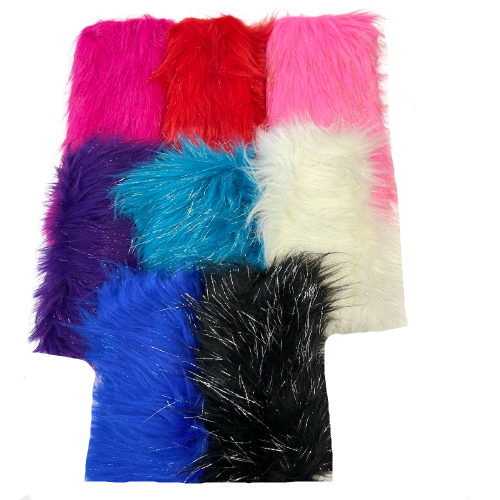 Tinsel Sparkle Glitter Long Pile Shaggy Faux Fur Fabric - Prismatic Fiber Arts