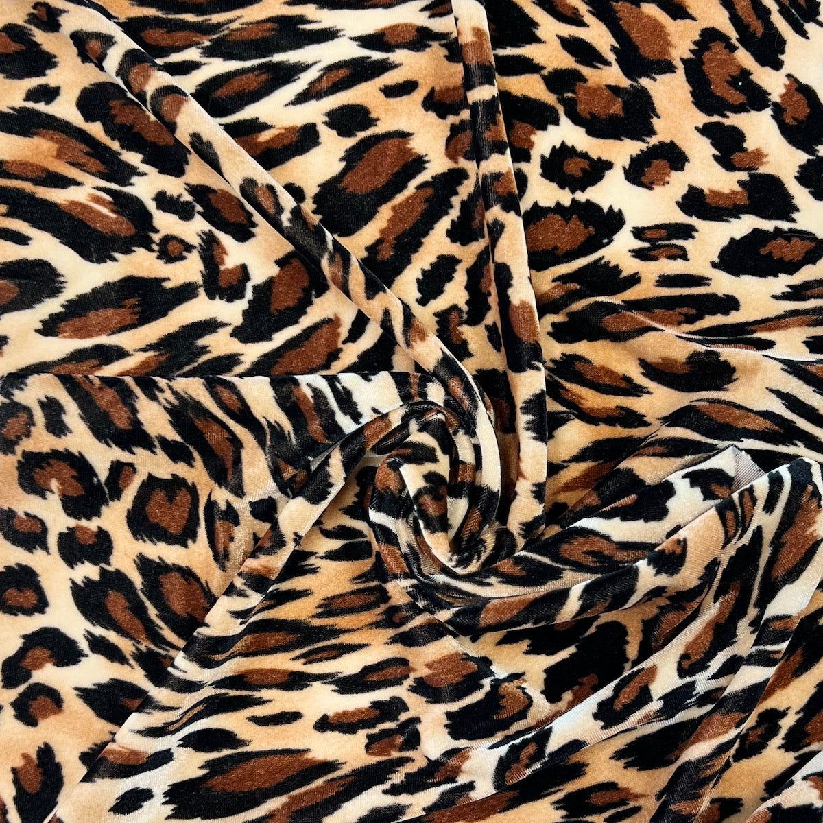 Leopard Print Stretch Velvet Fabric