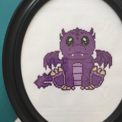 Purple Dragon Counted Cross Stitch DIY KIT Intermediate - Prismatic Fiber Arts