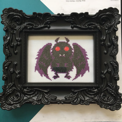 Mothman Counted Cross Stitch DIY KIT Intermediate - Prismatic Fiber Arts