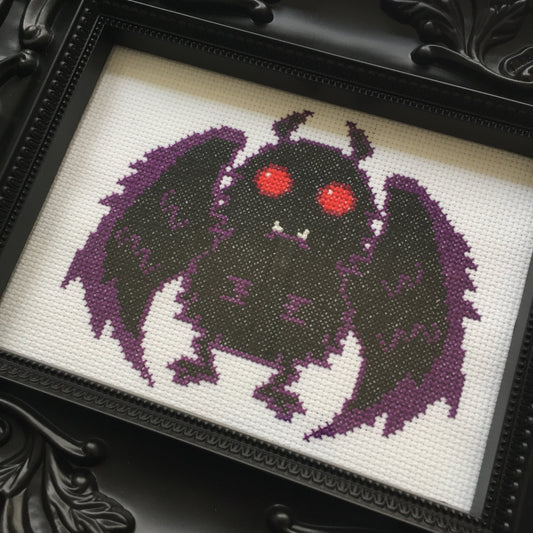 Mothman Counted Cross Stitch DIY KIT Intermediate