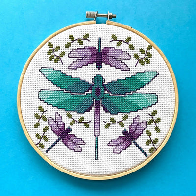 Dragonflies Cross Stitch Kit - Prismatic Fiber Arts