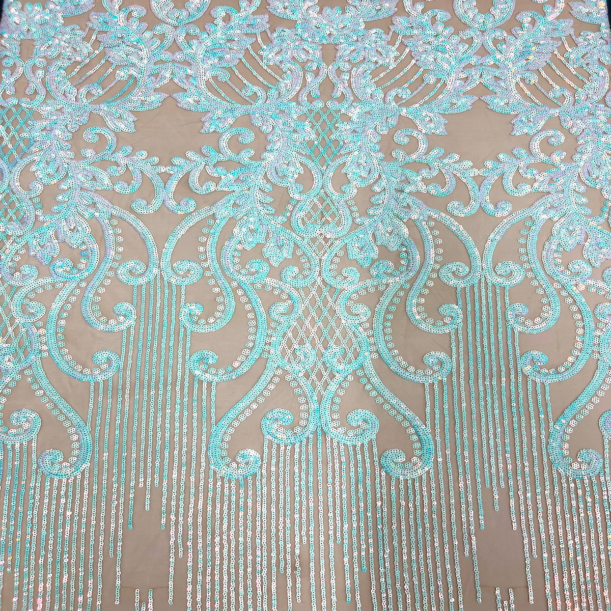 Alta Striped Damask Stretch Sequins Fabric