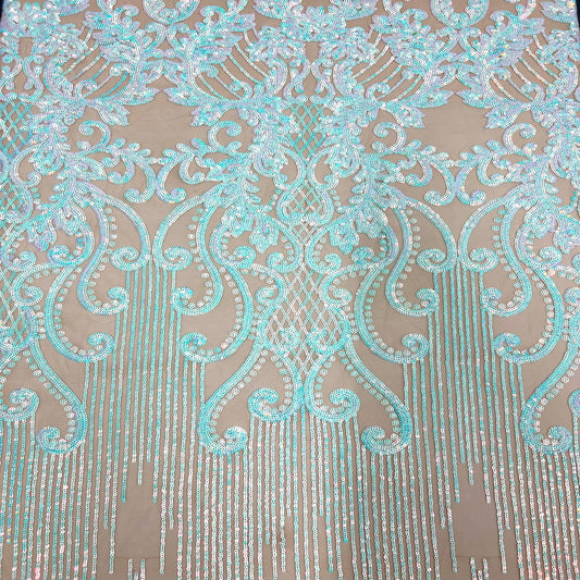 Alta Striped Damask Stretch Sequins Fabric