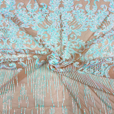 Alta Striped Damask Stretch Sequins Fabric - Prismatic Fiber Arts