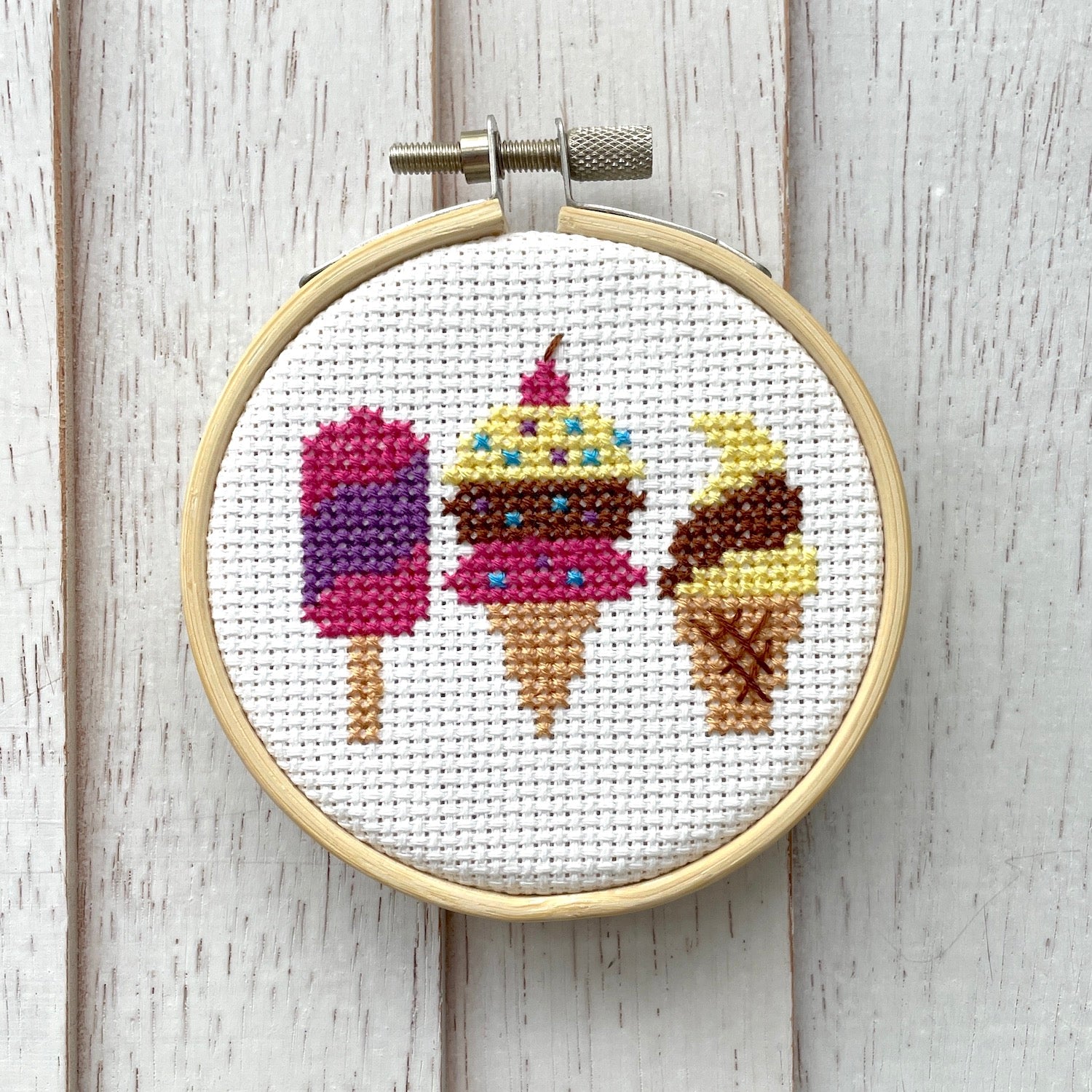 Ice Cream Mini Cross Stitch Kit - Prismatic Fiber Arts