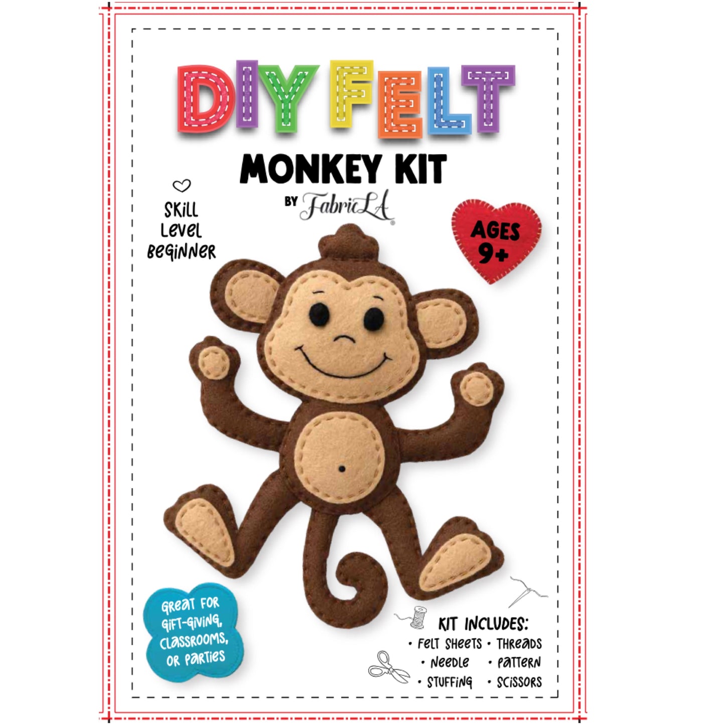 DIY Felt Monkey Craft Kit – Beginner Sewing Project for Kids | FabricLA - Prismatic Fiber Arts
