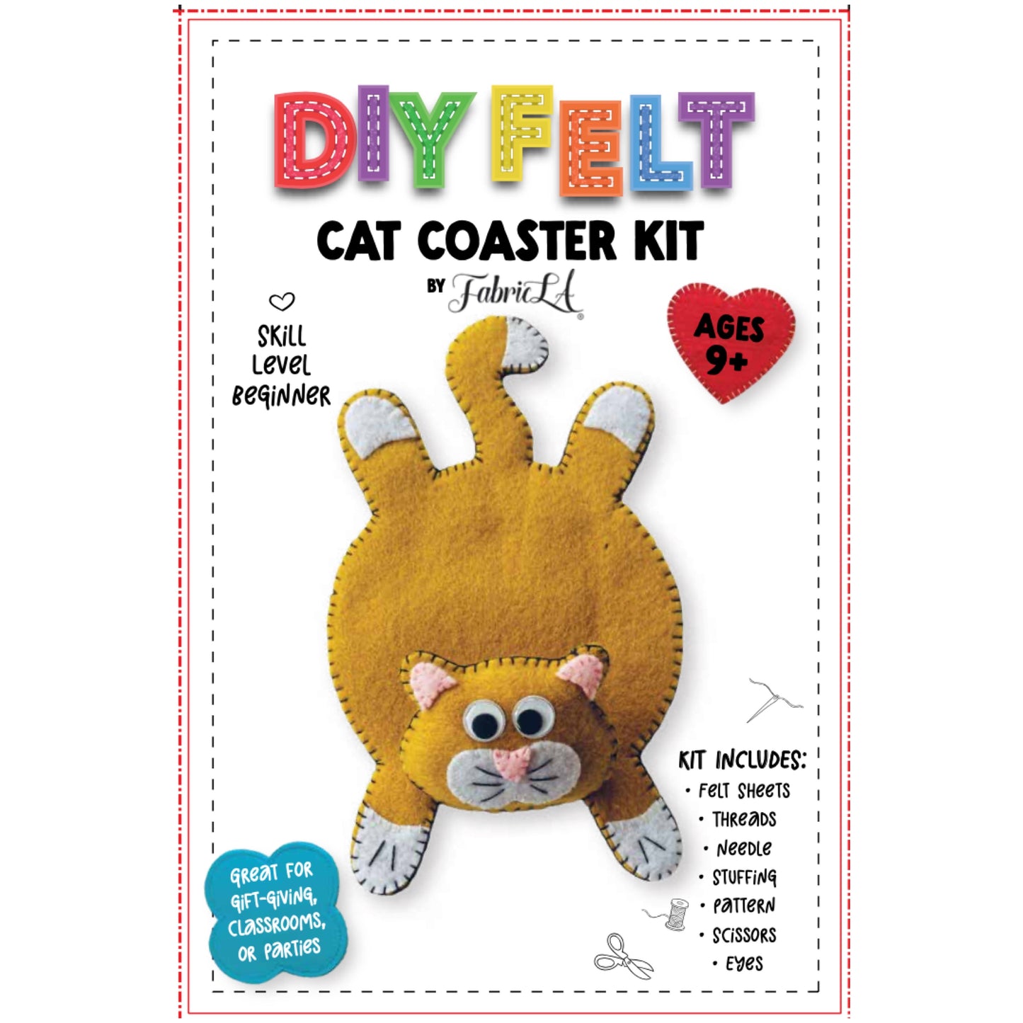 DIY Felt Cat Coaster Kit – Beginner Sewing Craft | FabricLA - Prismatic Fiber Arts
