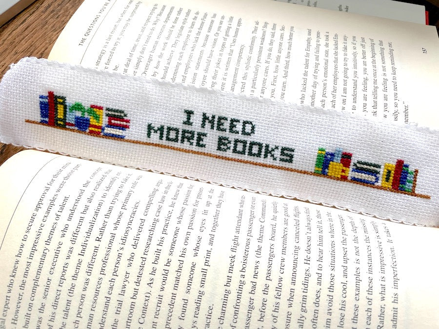 More Books Bookmark Counted Cross Stitch DIY KIT - Prismatic Fiber Arts